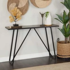 33 in. Black Metal Rustic Console Table by Litton Lane -Outlet Litton Lane Store black litton lane console tables 042399 31 1000