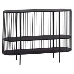 48 in. Black Oval Metal Narrow Birdcage Style 2 Shelf Console Table by Litton Lane