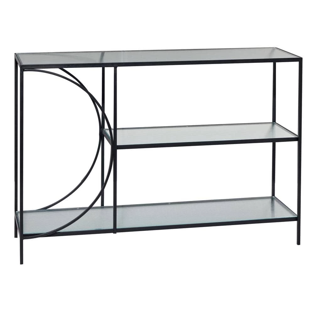 48 in. Black Rectangle Metal Industrial Console Table by Litton Lane 3 48 in. Black Rectangle Metal Industrial Console Table by Litton Lane