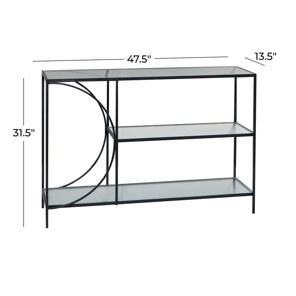 48 in. Black Rectangle Metal Industrial Console Table by Litton Lane 10 48 in. Black Rectangle Metal Industrial Console Table by Litton Lane - Image 8