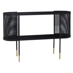 47 in. Black Oval Metal Mesh Side Panel 1 Shelf Console Table with Open Center Storage by Litton Lane
