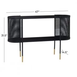 47 in. Black Oval Metal Mesh Side Panel 1 Shelf Console Table with Open Center Storage by Litton Lane -Outlet Litton Lane Store black litton lane console tables 43309 c3 1000