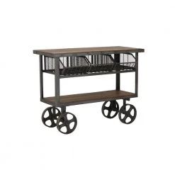 48 in. Black Rectangle Metal Industrial Console Table by Litton Lane