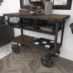 48 in. Black Rectangle Metal Industrial Console Table by Litton Lane -Outlet Litton Lane Store black litton lane console tables 88583 66 1000