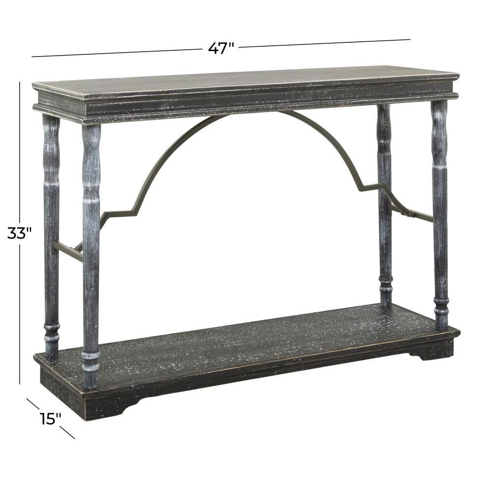 Black Farmhouse Console Table, 47 in. x 15 in. x 33 in. by Litton Lane 8 Black Farmhouse Console Table, 47 in. x 15 in. x 33 in. by Litton Lane - Image 6