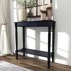 32 in. Black Rectangle Wood Traditional Console Table by Litton Lane -Outlet Litton Lane Store black litton lane console tables 96330 1f 1000