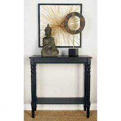 32 in. Black Rectangle Wood Traditional Console Table by Litton Lane -Outlet Litton Lane Store black litton lane console tables 96330 31 1000
