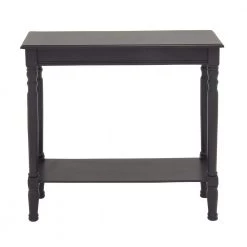 32 in. Black Rectangle Wood Traditional Console Table by Litton Lane
