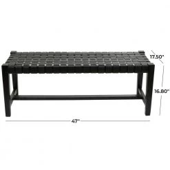 Black Modern Bench 17 in. x 47 in. x 18 in. by Litton Lane -Outlet Litton Lane Store black litton lane dining benches 042029 c3 1000