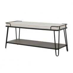 Black Metal Industrial Bench 21 in. x 16 in. x 49 in. by Litton Lane
