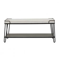 Black Metal Industrial Bench 21 in. x 16 in. x 49 in. by Litton Lane -Outlet Litton Lane Store black litton lane dining benches 042694 66 1000