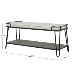 Black Metal Industrial Bench 21 in. x 16 in. x 49 in. by Litton Lane -Outlet Litton Lane Store black litton lane dining benches 042694 76 1000
