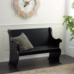 Black Farmhouse Wood Storage Bench 36 in. x 50 in. x 24 in. by Litton Lane -Outlet Litton Lane Store black litton lane dining benches 22694 31 1000