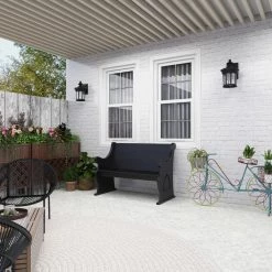 Black Farmhouse Wood Storage Bench 36 in. x 50 in. x 24 in. by Litton Lane -Outlet Litton Lane Store black litton lane dining benches 22694 44 1000