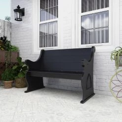 Black Farmhouse Wood Storage Bench 36 in. x 50 in. x 24 in. by Litton Lane -Outlet Litton Lane Store black litton lane dining benches 22694 4f 1000