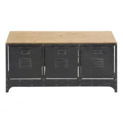 Black Rectangle 3 Drawer Low Profile File Cabinet Storage Unit with Brown Wood Top by Litton Lane