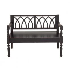 Black Farmhouse Bench 37 in. x 48 in. x 18 in. by Litton Lane