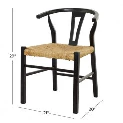Black Teak Modern Accent Chair by Litton Lane -Outlet Litton Lane Store black litton lane dining chairs 042024 76 1000