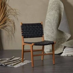 Black Teak Wood Contemporary Dining Chair (Set of 2) by Litton Lane -Outlet Litton Lane Store black litton lane dining chairs 042744 31 1000