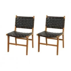 Black Teak Wood Contemporary Dining Chair (Set of 2) by Litton Lane -Outlet Litton Lane Store black litton lane dining chairs 042744 40 1000