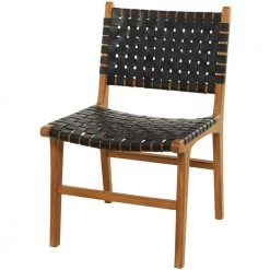 Black Teak Wood Contemporary Dining Chair (Set of 2) by Litton Lane