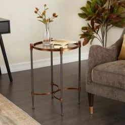 17 in. Black Round Glass End Table by Litton Lane -Outlet Litton Lane Store black litton lane end side tables 041008 31 1000