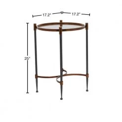 17 in. Black Round Glass End Table by Litton Lane -Outlet Litton Lane Store black litton lane end side tables 041008 40 1000
