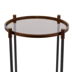 17 in. Black Round Glass End Table by Litton Lane -Outlet Litton Lane Store black litton lane end side tables 041008 44 1000