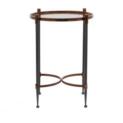 17 in. Black Round Glass End Table by Litton Lane -Outlet Litton Lane Store black litton lane end side tables 041008 66 1000