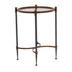 17 in. Black Round Glass End Table by Litton Lane -Outlet Litton Lane Store black litton lane end side tables 041008 c3 1000