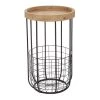 16 in. Black Round Wood End Table with Brown Top and Wire Basket Storage by Litton Lane -Outlet Litton Lane Store black litton lane end side tables 37872 64 1000