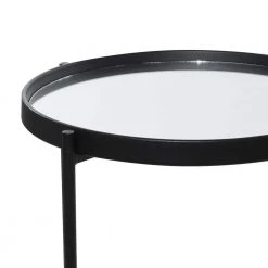 15 in. Black Round Mirrored 2 Level End Table by Litton Lane -Outlet Litton Lane Store black litton lane end side tables 43305 fa 1000