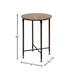 18 in. Black Large Round Marble End Accent Table with Marble Top by Litton Lane -Outlet Litton Lane Store black litton lane end side tables 53804 40 1000