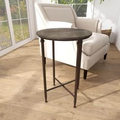 18 in. Black Large Round Marble End Accent Table with Marble Top by Litton Lane -Outlet Litton Lane Store black litton lane end side tables 53804 4f 1000