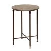 18 in. Black Large Round Marble End Accent Table with Marble Top by Litton Lane