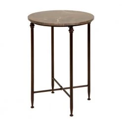 18 in. Black Large Round Marble End Accent Table with Marble Top by Litton Lane