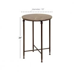 18 in. Black Large Round Marble End Accent Table with Marble Top by Litton Lane -Outlet Litton Lane Store black litton lane end side tables 53804 c3 1000