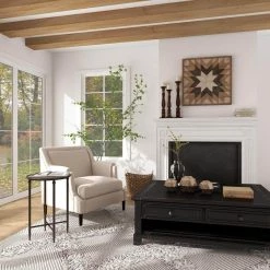 18 in. Black Large Round Marble End Accent Table with Marble Top by Litton Lane -Outlet Litton Lane Store black litton lane end side tables 53804 fa 1000