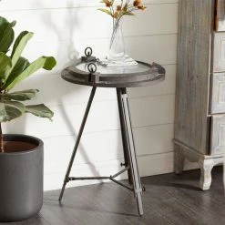 19 in. Black Compass Large Round Glass End Accent Table with Clock and Clear Glass Top by Litton Lane 25 19 in. Black Compass Large Round Glass End Accent Table with Clock and Clear Glass Top by Litton Lane -Outlet Litton Lane Store black litton lane end side tables 55959 31 1000