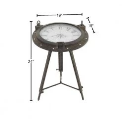 19 in. Black Compass Large Round Glass End Accent Table with Clock and Clear Glass Top by Litton Lane 16 19 in. Black Compass Large Round Glass End Accent Table with Clock and Clear Glass Top by Litton Lane -Outlet Litton Lane Store black litton lane end side tables 55959 40 1000