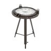 19 in. Black Compass Large Round Glass End Accent Table with Clock and Clear Glass Top by Litton Lane -Outlet Litton Lane Store black litton lane end side tables 55959 64 1000