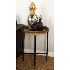 18 in. Black Round Marble End Table by Litton Lane -Outlet Litton Lane Store black litton lane end side tables 80442 31 1000