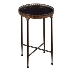 18 in. Black Round Marble End Table by Litton Lane