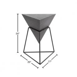17 in. Black Pyramid Wood Inverted Geometric End Table with Black Metal Stand by Litton Lane -Outlet Litton Lane Store black litton lane end side tables 85238 40 1000