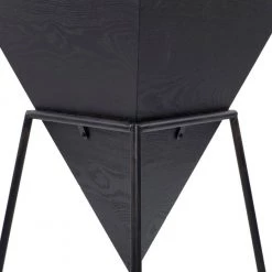 17 in. Black Pyramid Wood Inverted Geometric End Table with Black Metal Stand by Litton Lane -Outlet Litton Lane Store black litton lane end side tables 85238 77 1000