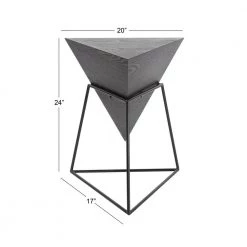 17 in. Black Pyramid Wood Inverted Geometric End Table with Black Metal Stand by Litton Lane -Outlet Litton Lane Store black litton lane end side tables 85238 c3 1000