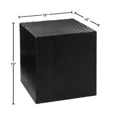 16 in. Black Square Wood Intricately Carved Floral End Table by Litton Lane -Outlet Litton Lane Store black litton lane end side tables 89285 40 1000