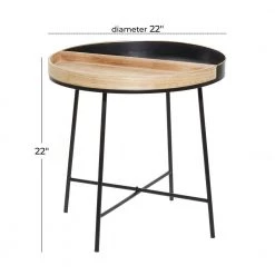 22 in. Black Round Wood Split End Table by Litton Lane -Outlet Litton Lane Store black litton lane end side tables 92168 76 1000