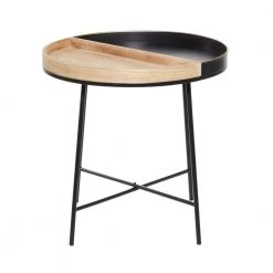 22 in. Black Round Wood Split End Table by Litton Lane -Outlet Litton Lane Store black litton lane end side tables 92168 c3 1000