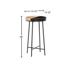 14 in. Black Round Wood Split End Table by Litton Lane -Outlet Litton Lane Store black litton lane end side tables 92169 40 1000
